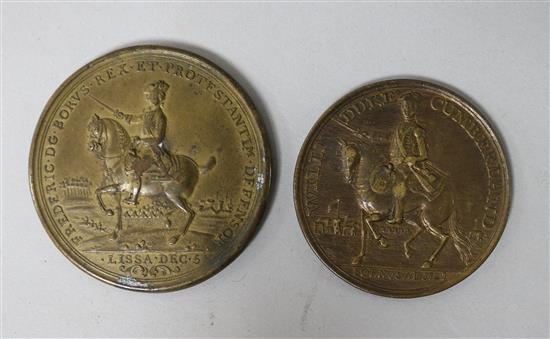 William Duke of Cumberland Culloden 1746 medal and Frederick King of Prussia 1757 Rosbach medal (2)